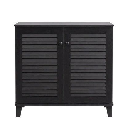 Brown Enclosed Shoe Cabinet, Engineered Wood, Espresso Finish, Entryway