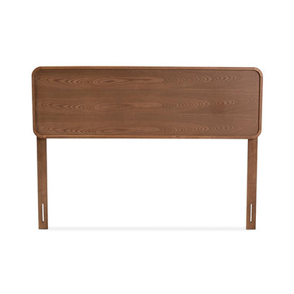 Mid-Century Walnut Brown Finished Wood King Headboard with Sleek Design