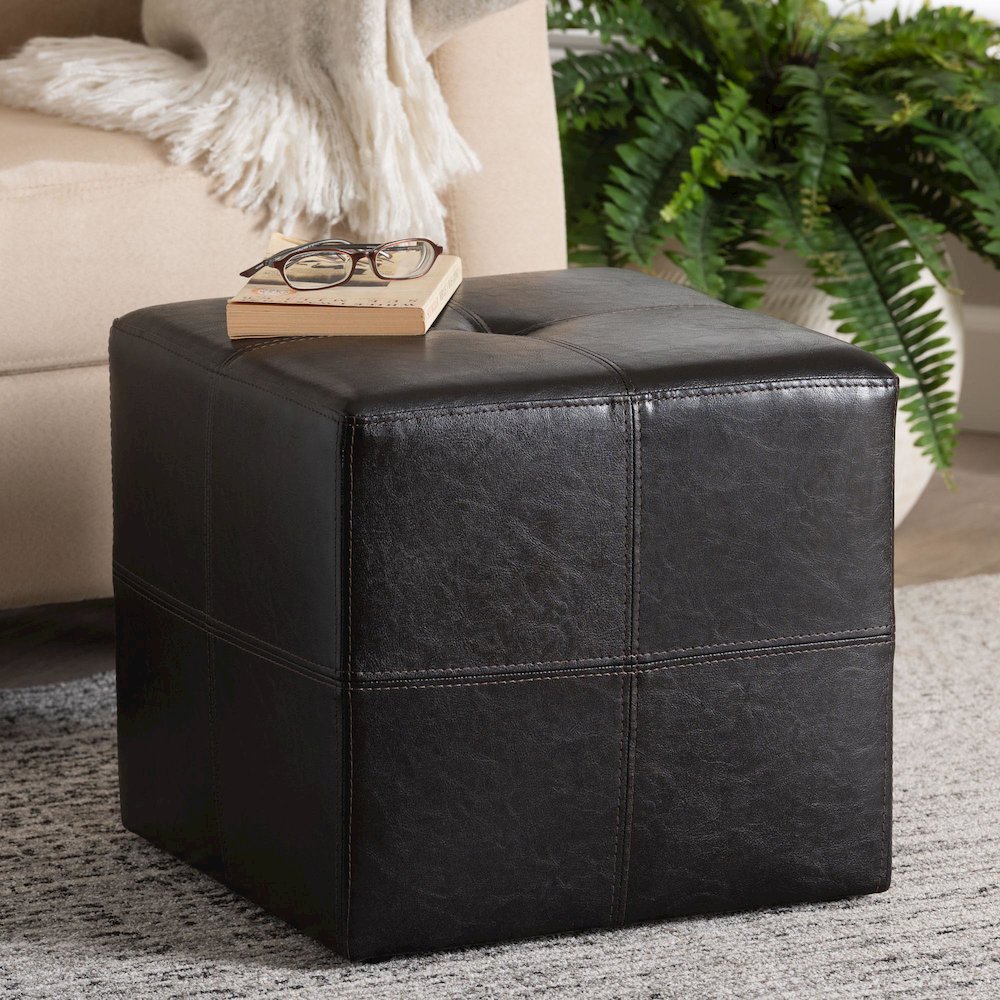 Baxton Studio Nox Dark Brown Ottoman