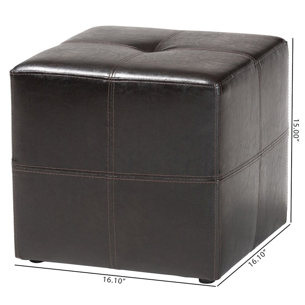 Baxton Studio Nox Dark Brown Ottoman