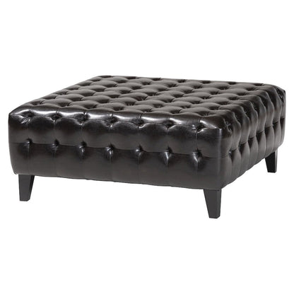 Baxton Studio Pemberly Dark Brown Bonded Leather Square Ottoman
