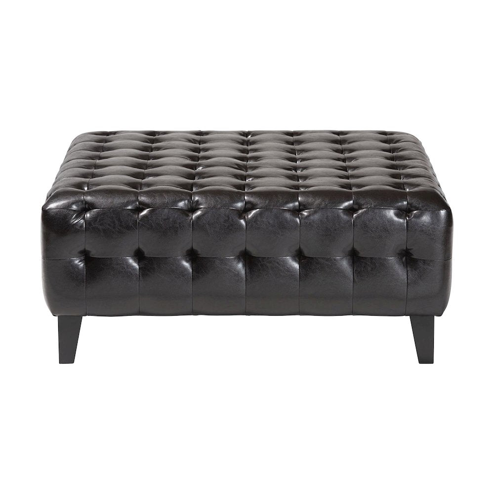 Baxton Studio Pemberly Dark Brown Bonded Leather Square Ottoman