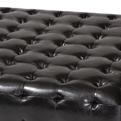 Baxton Studio Pemberly Dark Brown Bonded Leather Square Ottoman