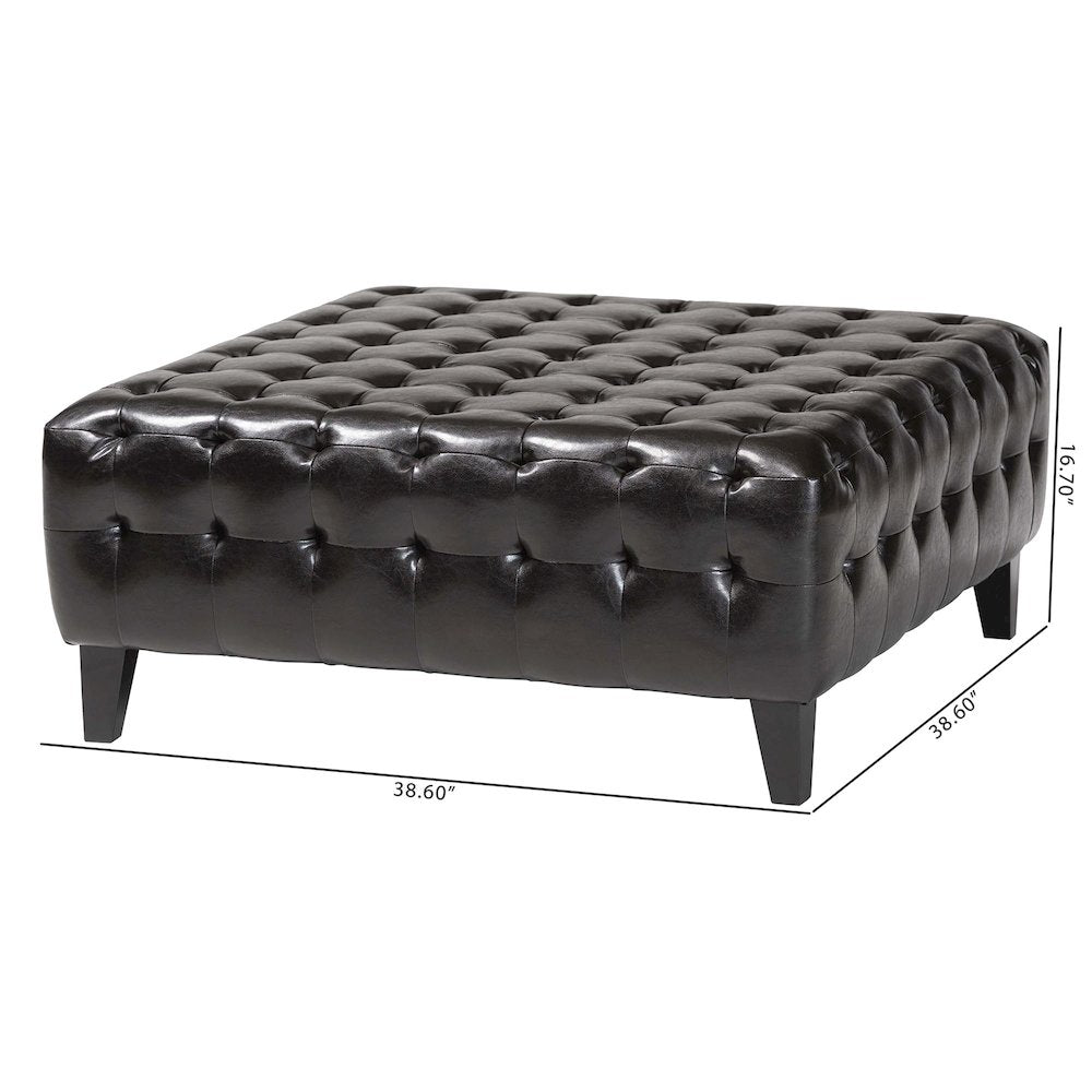 Baxton Studio Pemberly Dark Brown Bonded Leather Square Ottoman