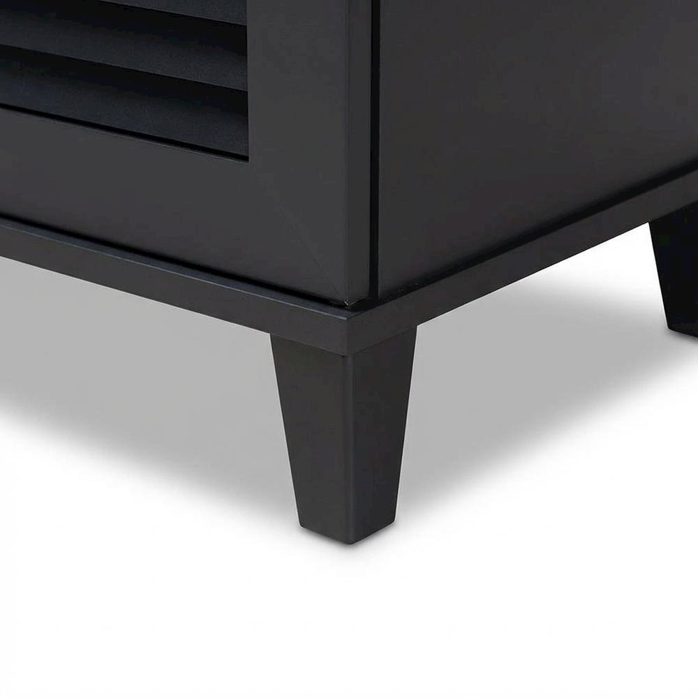 Dark Grey shoe storage cabinet with 8 shelves and engineered wood construction