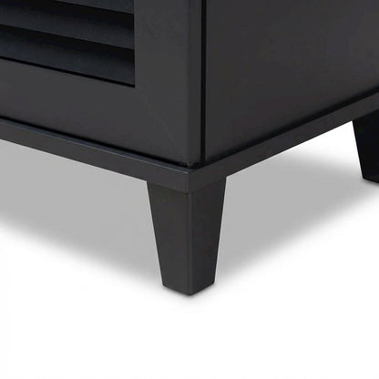 Dark Grey shoe storage cabinet with 8 shelves and engineered wood construction