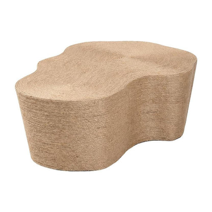 Earthy Brown Jute Coffee Table with Handwoven Textured Surface and MDF Frame