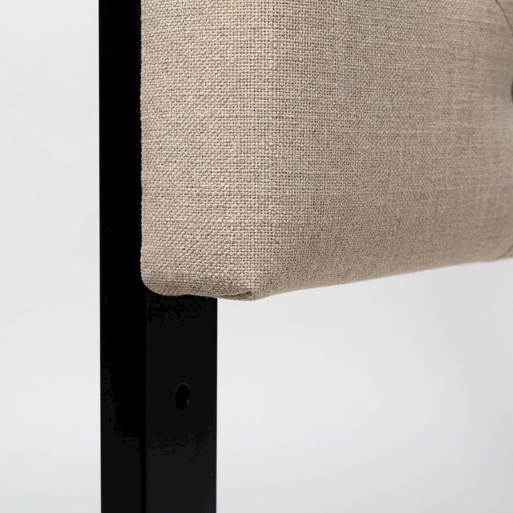 Light Beige Button-Tufted Queen Headboard with Fabric Upholstery Hardwood Frame