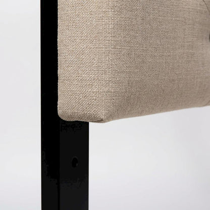 Light Beige Button-Tufted Queen Headboard with Fabric Upholstery Hardwood Frame