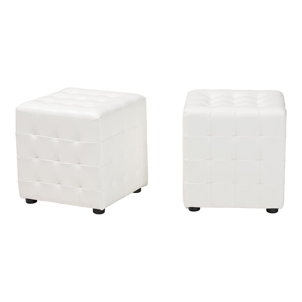 Baxton Studio Siskal White Modern Cube Ottoman (Set of 2)