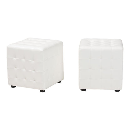 Baxton Studio Siskal White Modern Cube Ottoman (Set of 2)