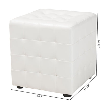 Baxton Studio Siskal White Modern Cube Ottoman (Set of 2)