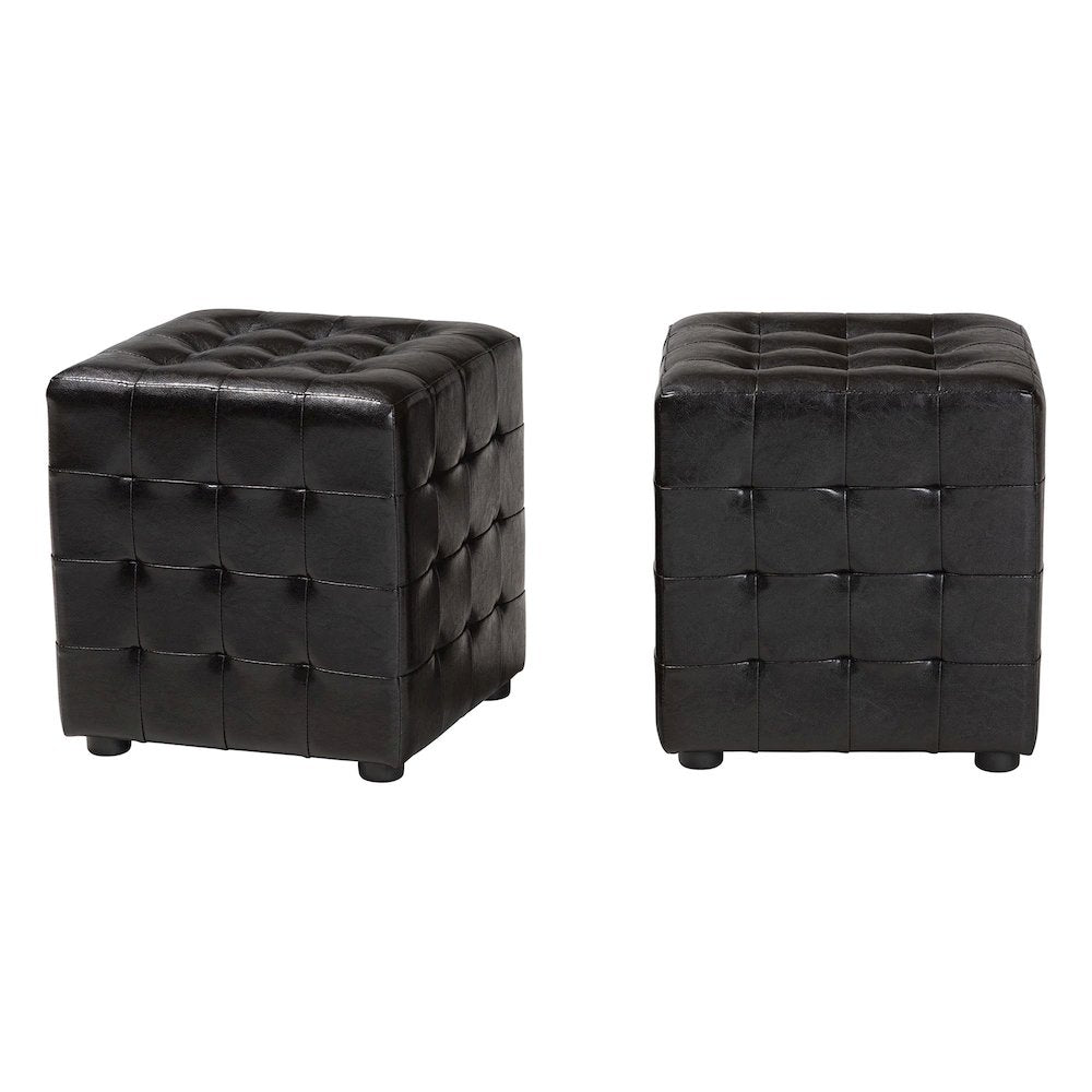 Baxton Studio Siskal Dark Brown Modern Cube Ottoman (Set of 2)
