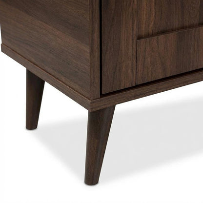 Mid-Century Modern Walnut Brown Shoe Storage Cabinet with 2 Doors