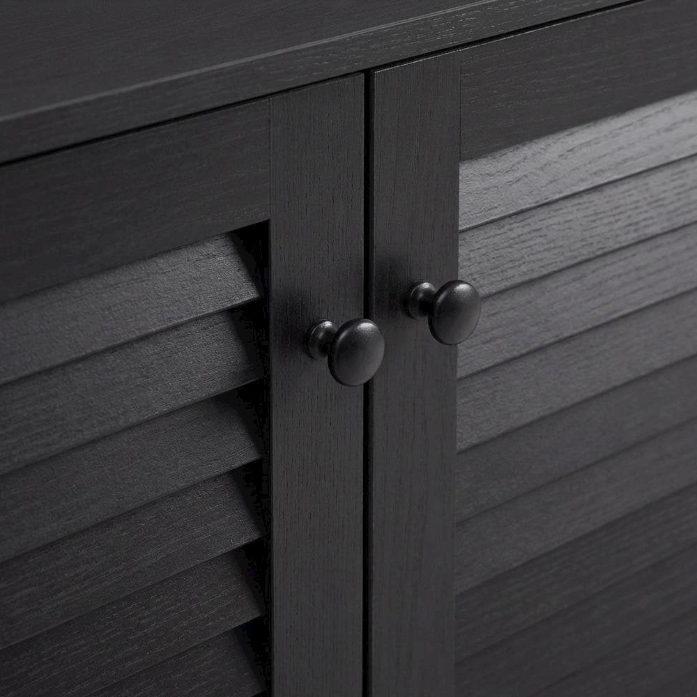 Brown Enclosed Shoe Cabinet, Engineered Wood, Espresso Finish, Entryway