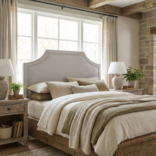 Grayish Beige Upholstered Headboard, Foam Padding, MDF Frame for Full Size Bed