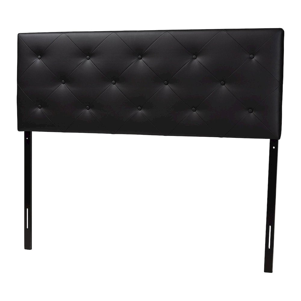 Queen Black Faux Leather Upholstered Headboard