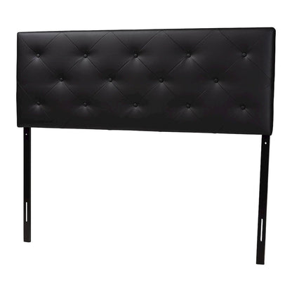 Queen Black Faux Leather Upholstered Headboard