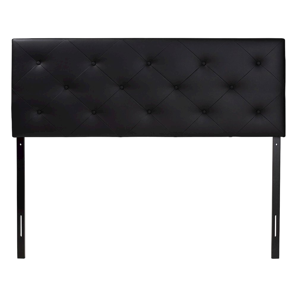 Queen Black Faux Leather Upholstered Headboard