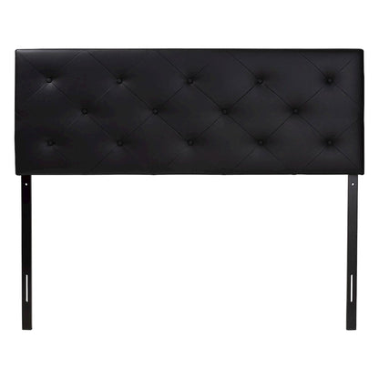 Queen Black Faux Leather Upholstered Headboard