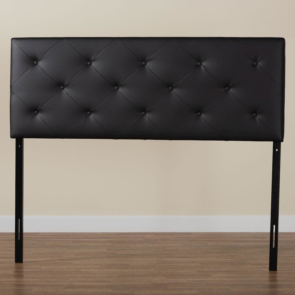 Queen Black Faux Leather Upholstered Headboard