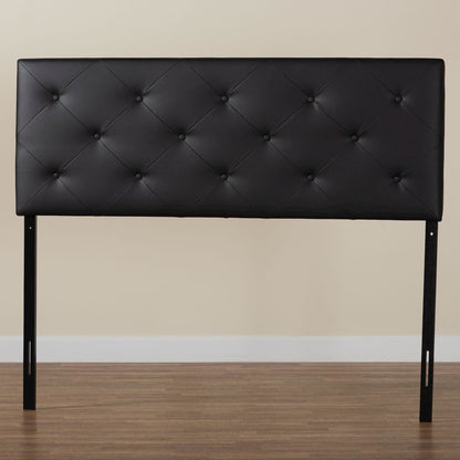 Queen Black Faux Leather Upholstered Headboard
