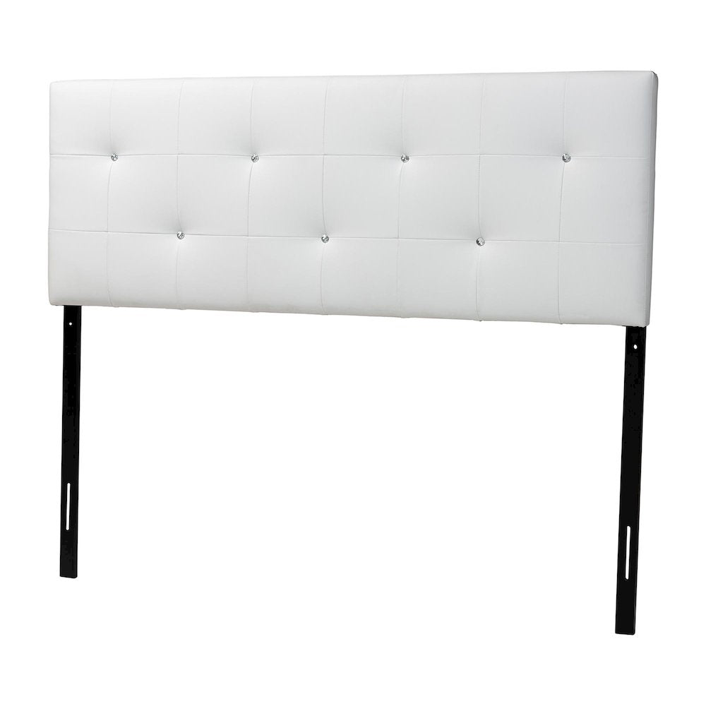 Dalini Modern and Contemporary Queen White Faux Leather Headboard