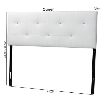 Dalini Modern and Contemporary Queen White Faux Leather Headboard