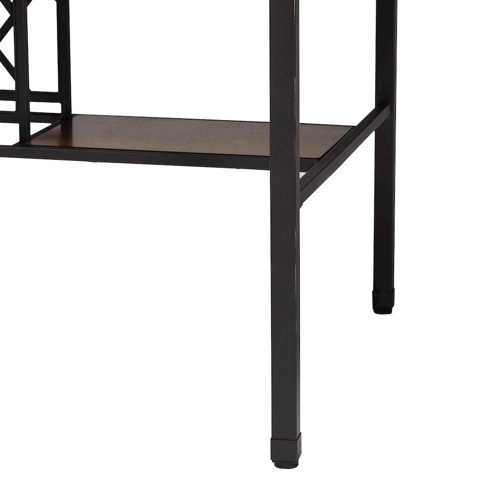 Vintner Industrial Brown and Black Pub Table with Built-In Wine Cage
