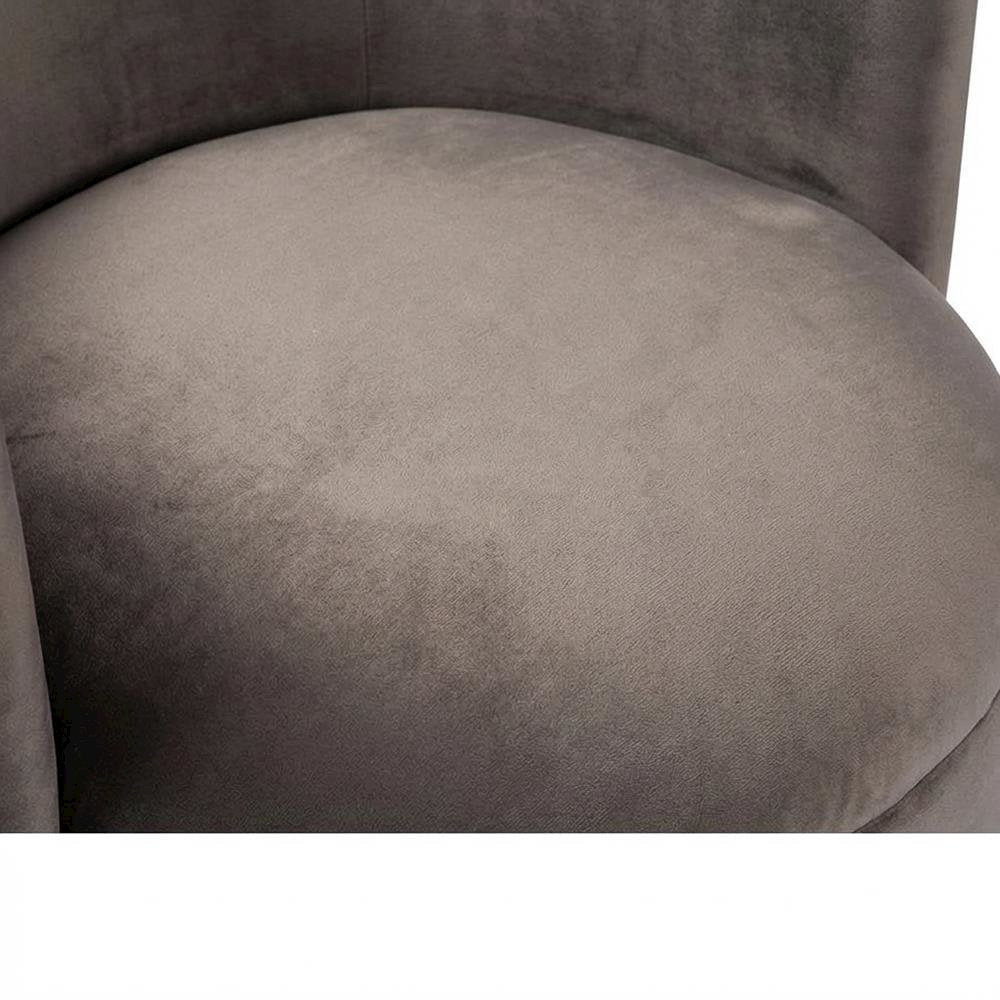 Glam Grey Velvet Accent Chair with Swivel Function and Gold Finish