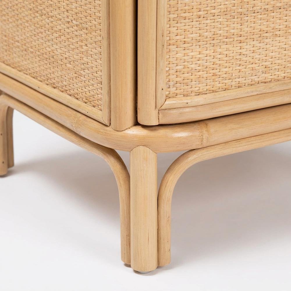 Bohemian Rattan Nightstand with Textured Finish and Elegant Design