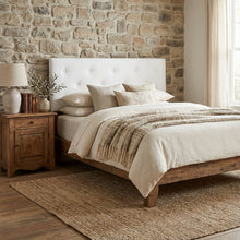 White Faux Leather Upholstered Headboard, Foam Padding, Contemporary Design