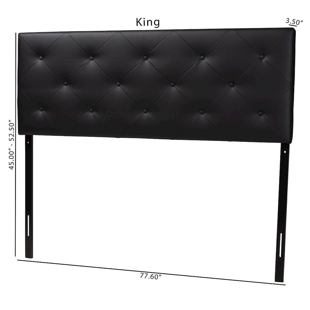 Baltimore Modern and Contemporary King Black Faux Leather Upholstered Headboard