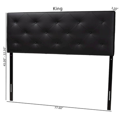 Baltimore Modern and Contemporary King Black Faux Leather Upholstered Headboard
