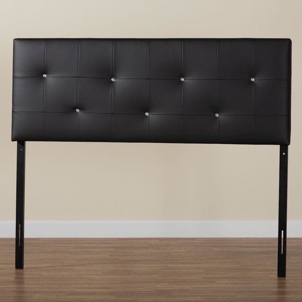 Dalini Modern and Contemporary King Black Faux Leather Headboard