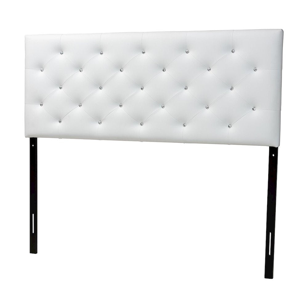 White Faux Leather Upholstered Button-tufted Full Size Headboard