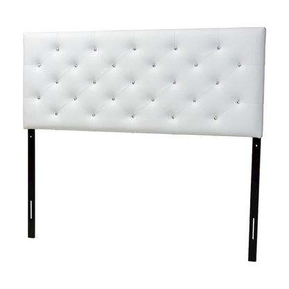 White Faux Leather Upholstered Button-tufted Full Size Headboard