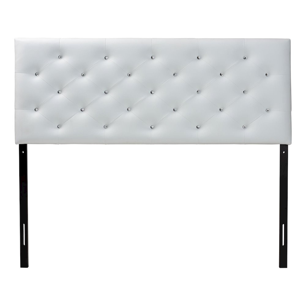 White Faux Leather Upholstered Button-tufted Full Size Headboard