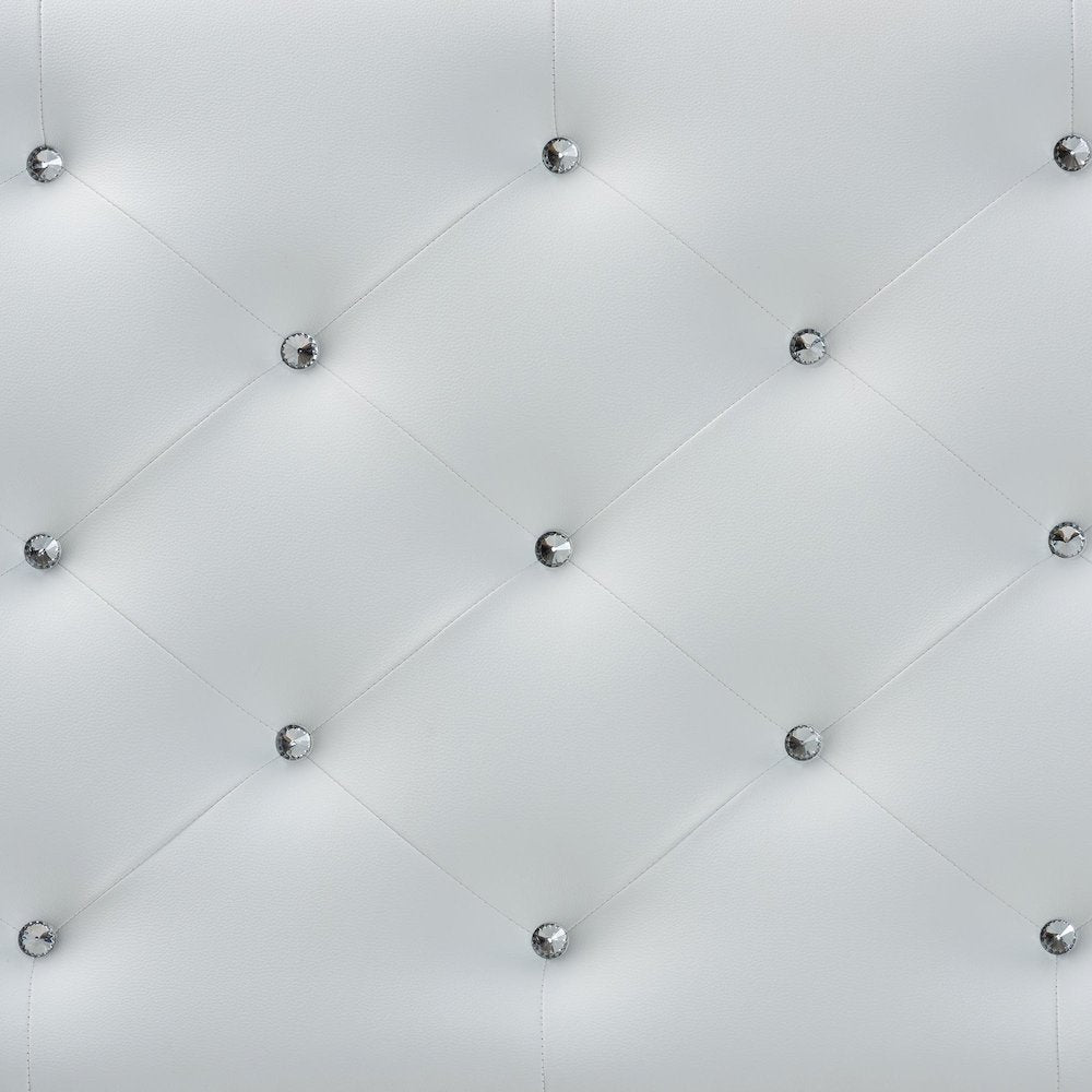 White Faux Leather Upholstered Button-tufted Full Size Headboard