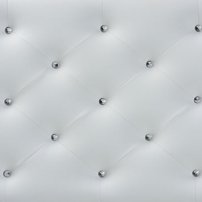 White Faux Leather Upholstered Button-tufted Full Size Headboard