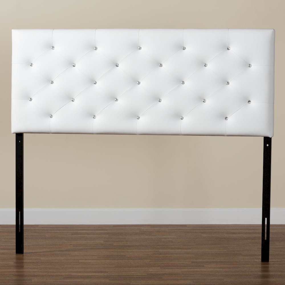 White Faux Leather Upholstered Button-tufted Full Size Headboard