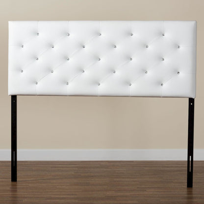 White Faux Leather Upholstered Button-tufted Full Size Headboard