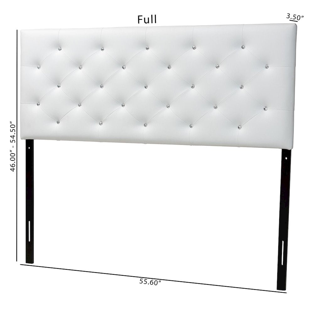 White Faux Leather Upholstered Button-tufted Full Size Headboard