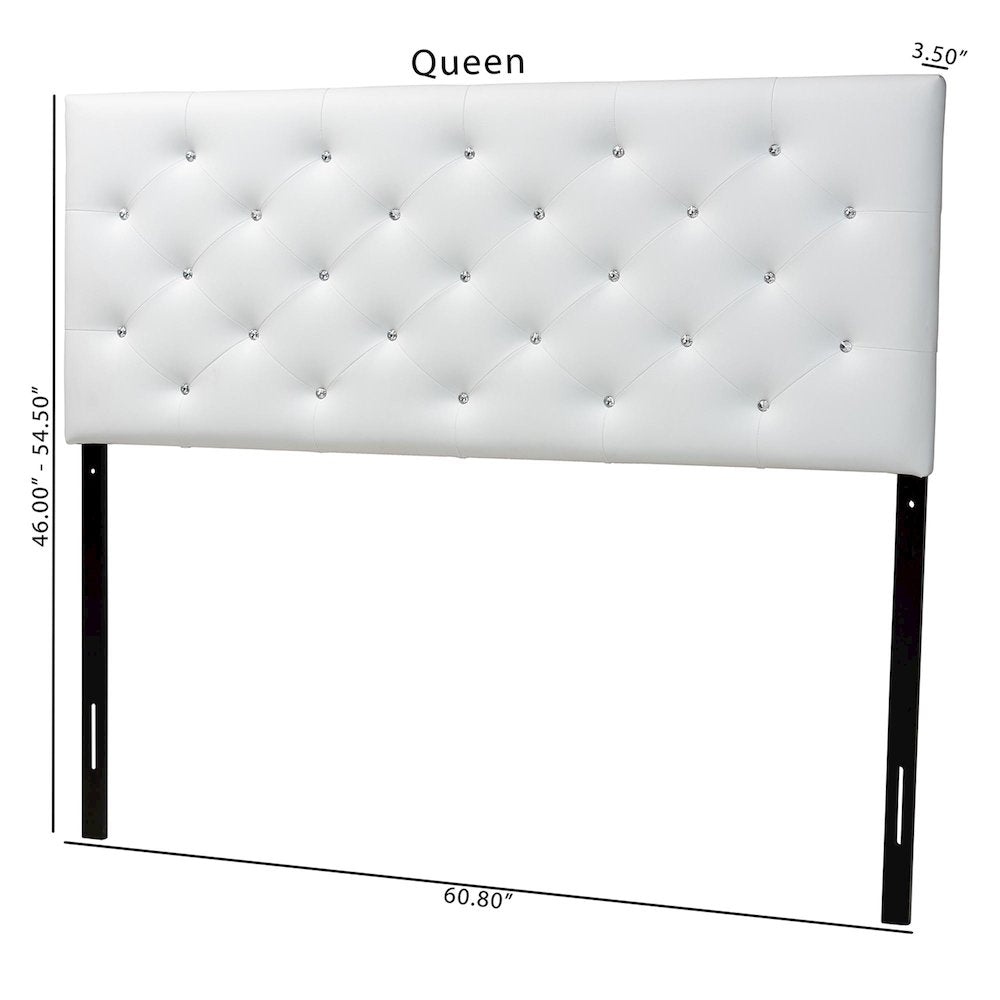 White Faux Leather Upholstered Button-tufted Full Size Headboard