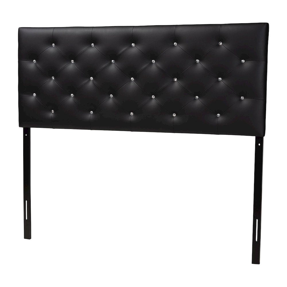 Black Faux Leather Upholstered Button-tufted Full Size Headboard