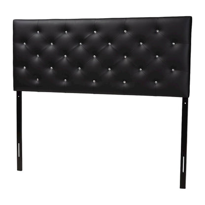 Black Faux Leather Upholstered Button-tufted Full Size Headboard