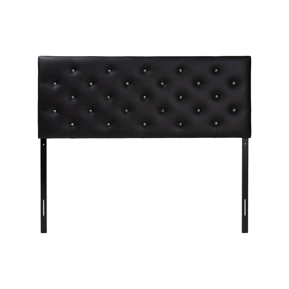 Black Faux Leather Upholstered Button-tufted Full Size Headboard
