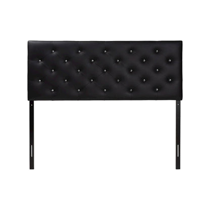 Black Faux Leather Upholstered Button-tufted Full Size Headboard