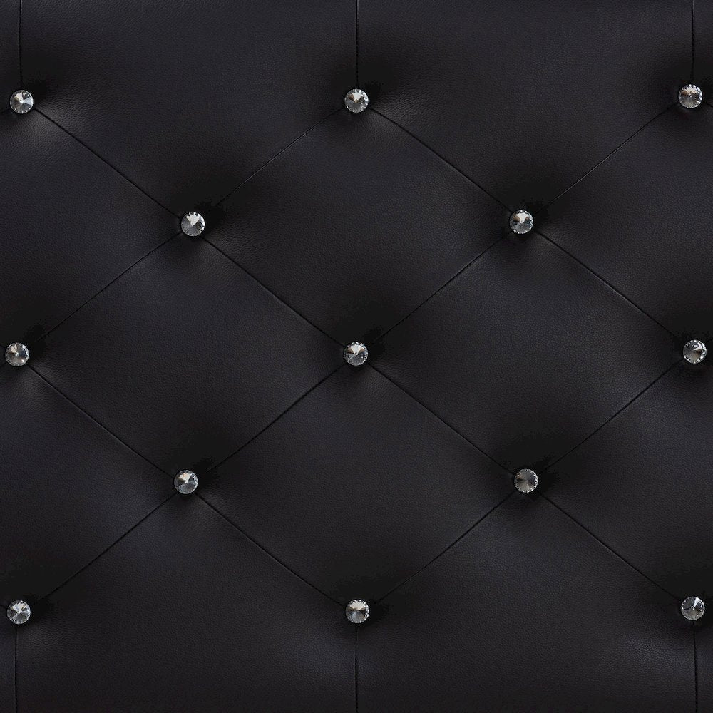 Black Faux Leather Upholstered Button-tufted Full Size Headboard