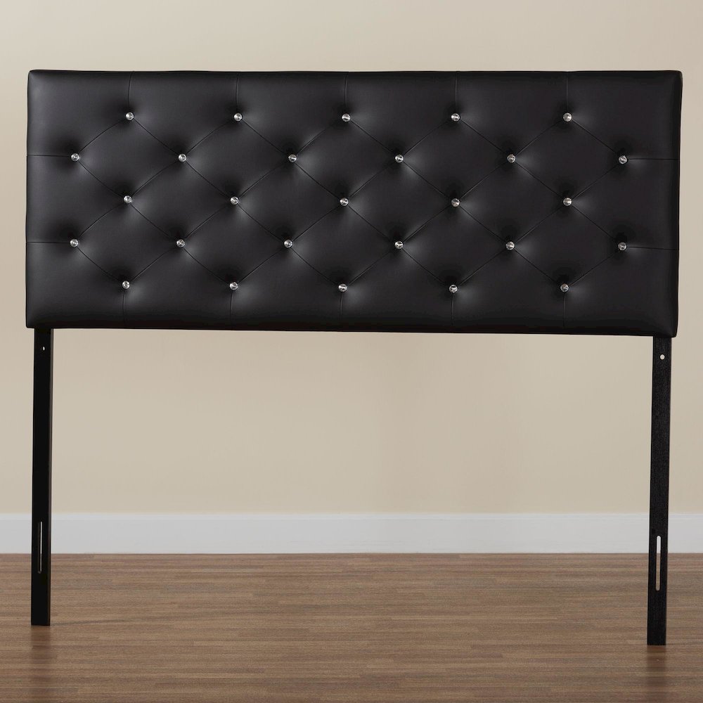 Black Faux Leather Upholstered Button-tufted Full Size Headboard